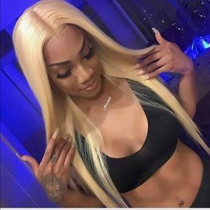100%Human Wig Lace Blonde Straight